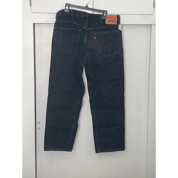 Levis 505 Black Denim Jeans Red Tab Straight Leg Size 38x30 - Picture 4 of 10